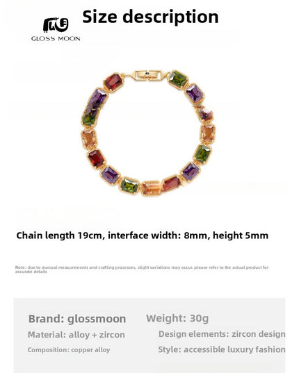Glossmoon European and American Luxurious Evening Bracelet Jewelry AAA Grade Zircon Inlaid Bracelet Elegant Bracelet Fashion High-end