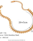 Leaf Fish Tail Chain Anklet 20cm+5cm-Gold
