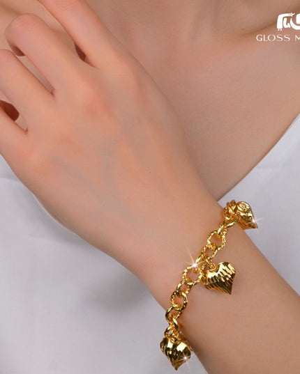 Glossmoon European and American Cross-Border Hot-Selling Jewelry Simple Metal Design Women's Bracelet Large Heart High-End Feel Love Thick Bracelet