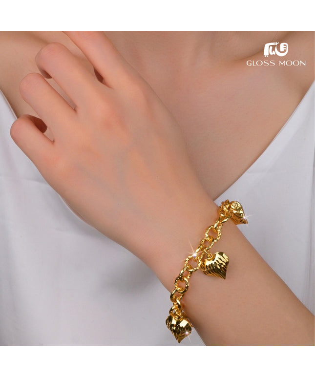 Glossmoon European and American Cross-Border Hot-Selling Jewelry Simple Metal Design Women's Bracelet Large Heart High-End Feel Love Thick Bracelet