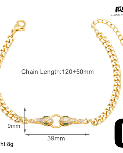 Glossmoon European and American Cross-Border Simple Fashion Snake-Shaped Bracelet for Women, Niche Design with Zircon Inlay, Gold-Plated High-End Jewelry BRM34（副本）