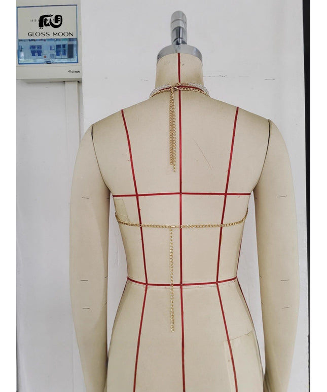 Glossmoon New Colorful Beads Gemstone Heavy Craft Sexy Hot Girl Tank Top Vest Chest Chain Bikini Nightclub Beach Bikini Jewelry